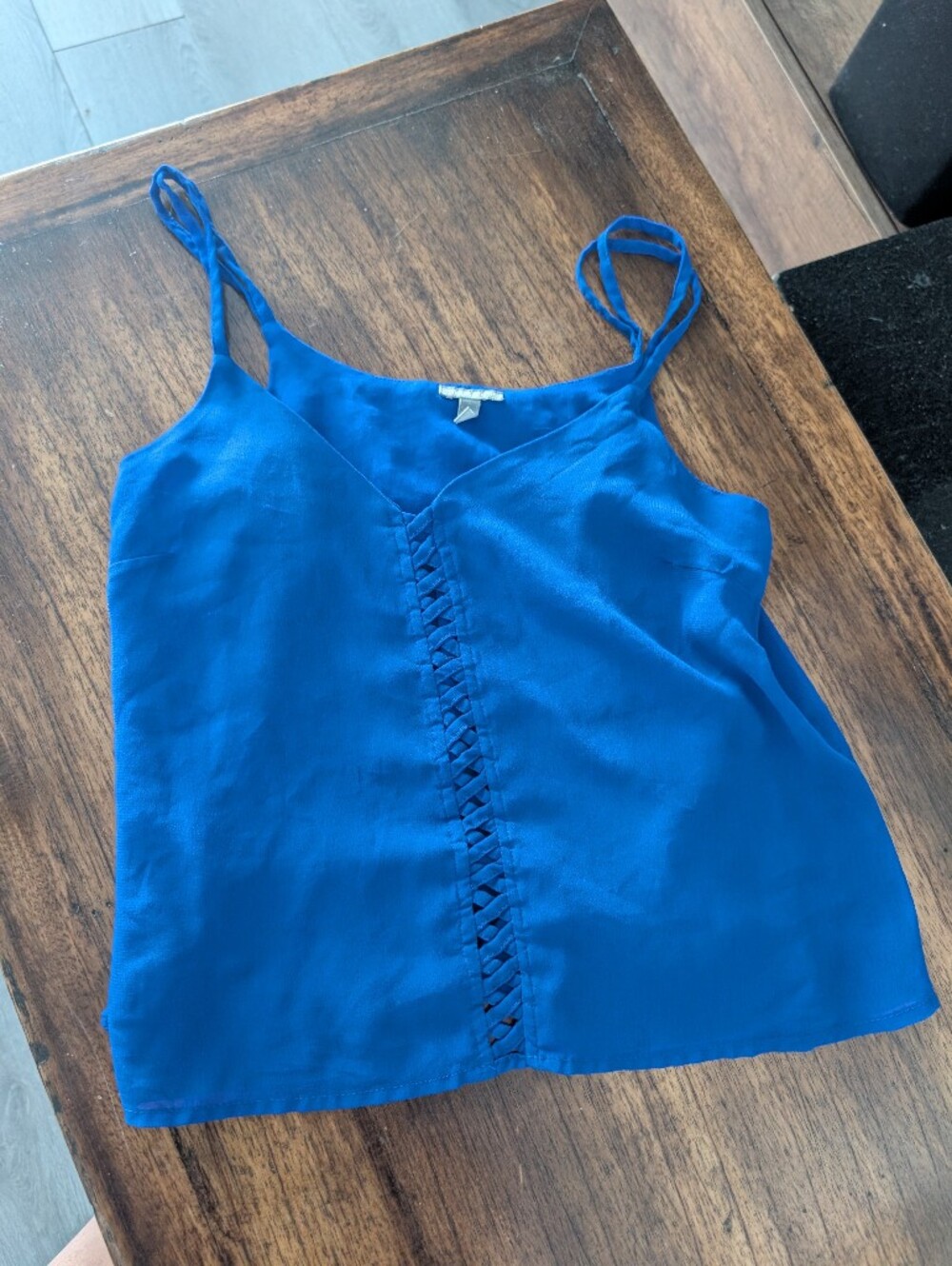 Charlotte Russe Cobalt Blue Lace-Up Front Spaghetti Strap Cami Size S